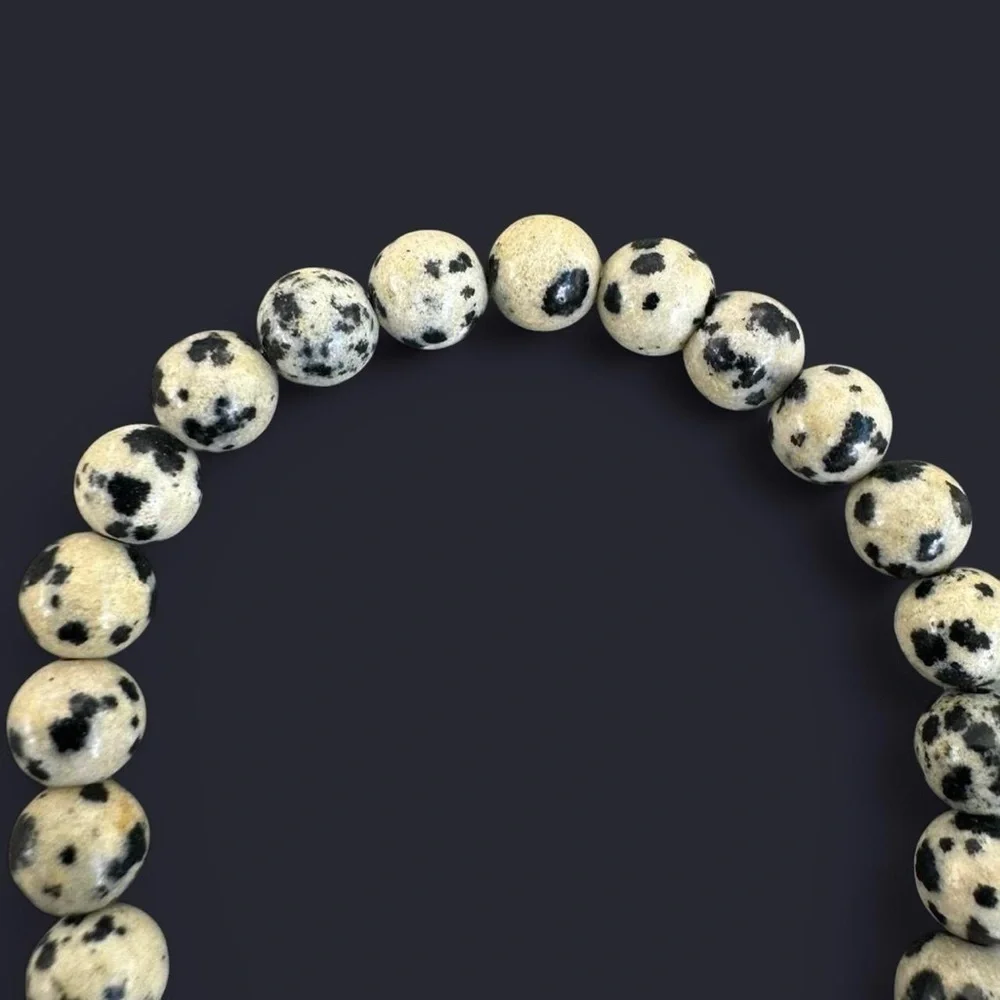 Dalmatian Jasper Adjustable Gemstone Bead Bracelet 6mm